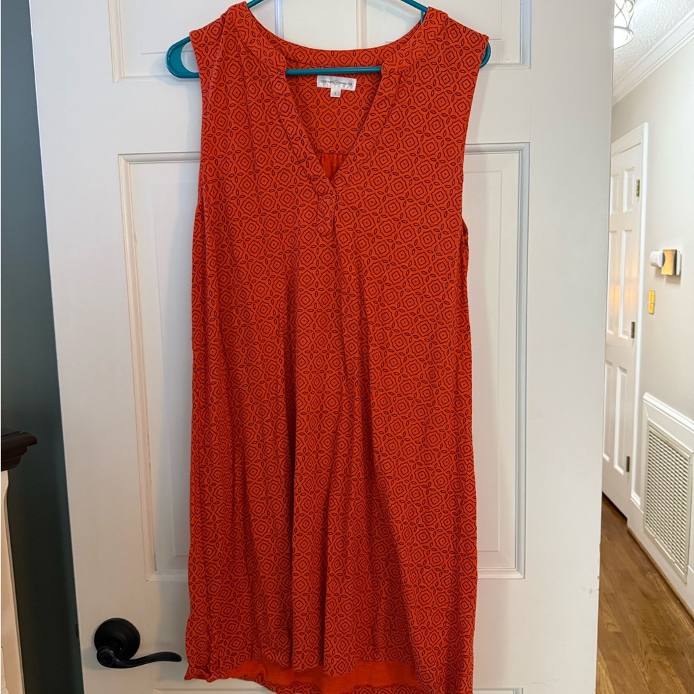 Sleeveless Orange Patterned Dress